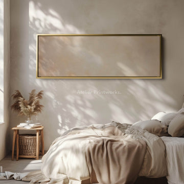 Abstract Beige Minimalist Long Horizontal Wall Art Panoramic Wall Art - Atelier Printworks