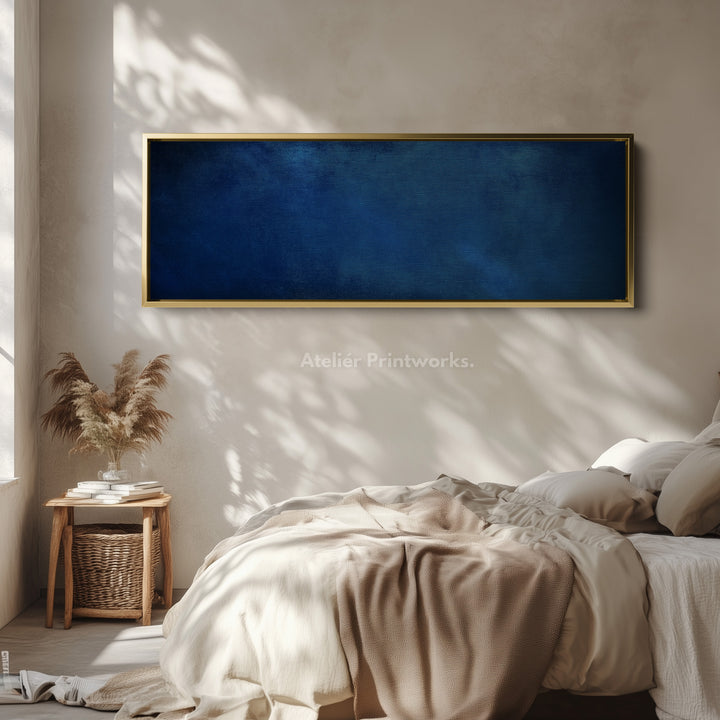 Minimalist Blue Long Horizontal Wall Art Panoramic Wall Art - H0144