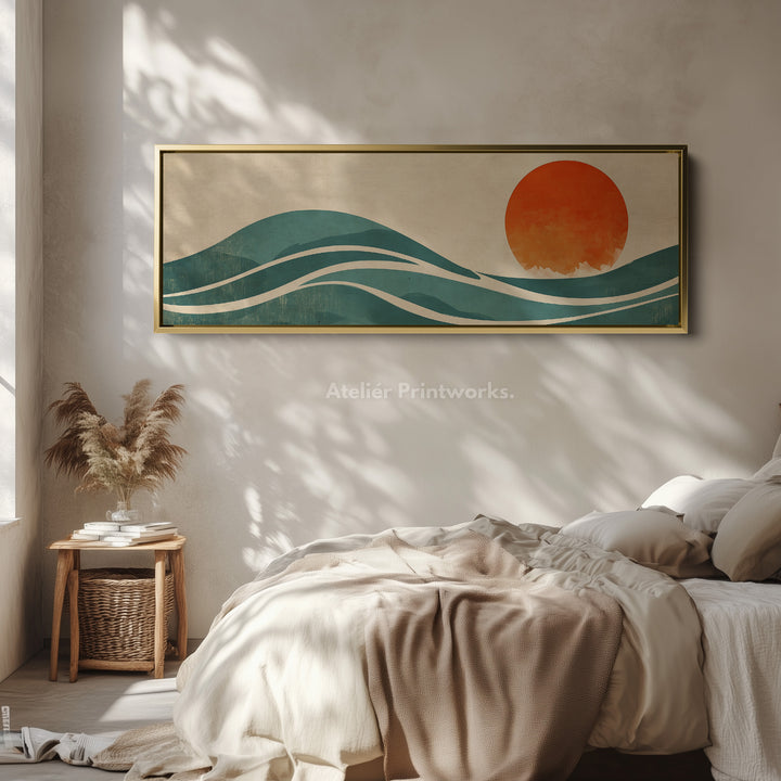 Vintage Sunset Long Narrow Panoramic Canvas Wall Decor - H0161