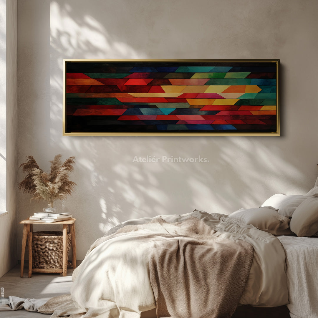 Colorful Geometric Panoramic Large Framed Wall Decor - H0230