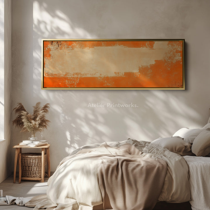 Minimalist Orange Long Horizontal Wall Art Panoramic Wall Art - H0145