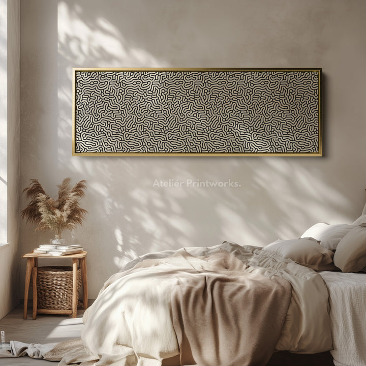 Minimalist Black Organic Pattern Horizontal Wall Art - H0257