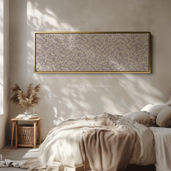 Cottagecore Beige & Lavender Floral Narrow Long Wall Art - H0290