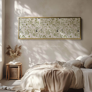 Olive Leaves Narrow Long Wall Decor - Atelier Printworks