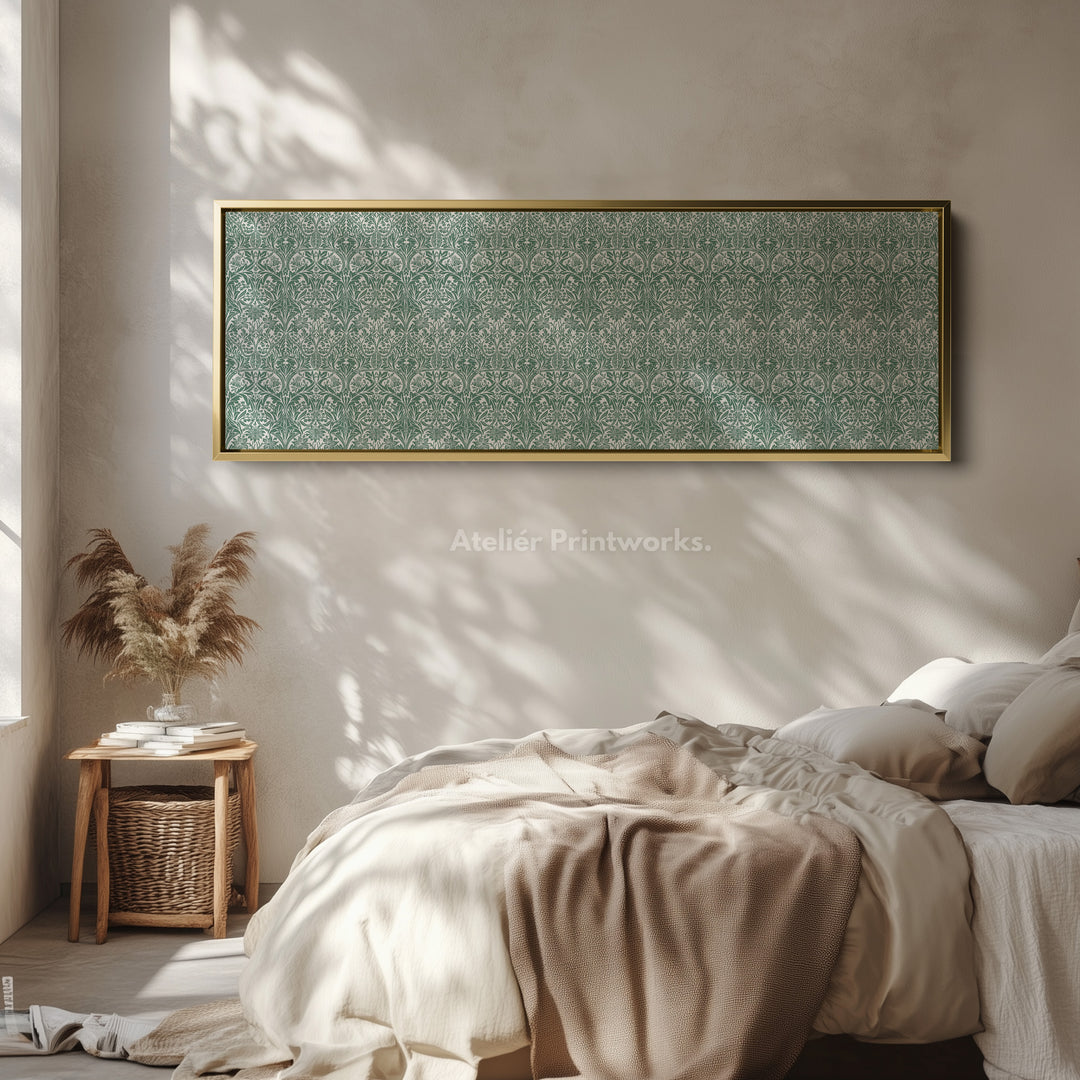 Panoramic Wall Art Green & White William Morris - H0342