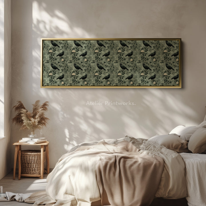 Long Narrow Wall Art Vintage Crow - H0349