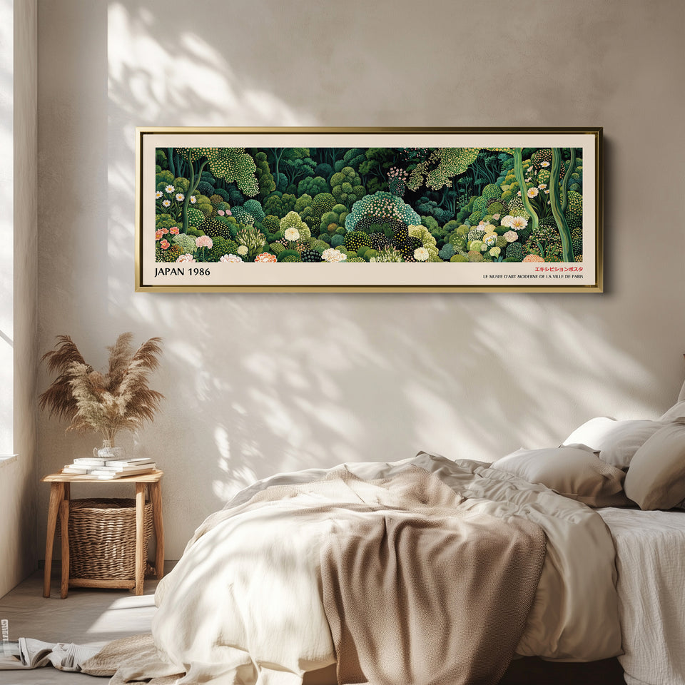 Yayoi Kusama Art mural horizontal Jardin forestier pointillé Toile longue pour salon