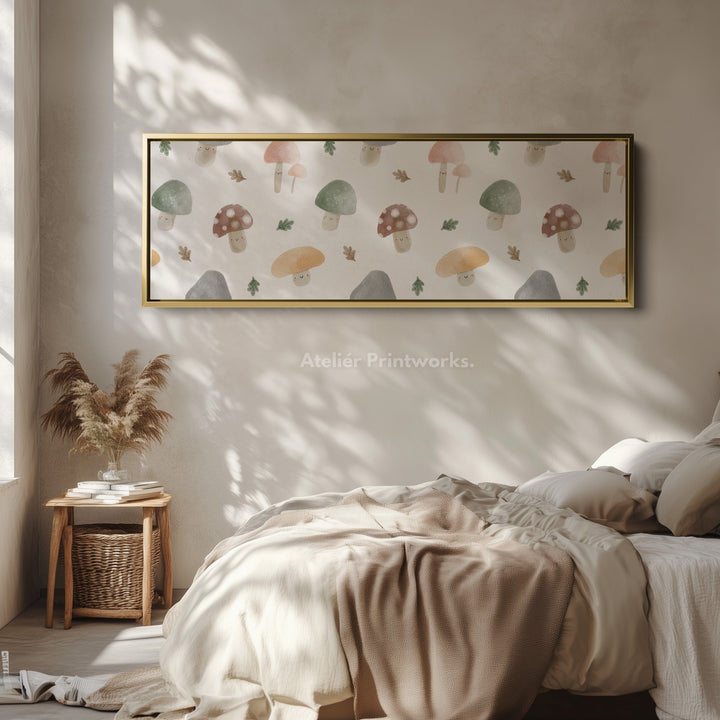 Mushroom Doodle Kids Room Narrow Wall Art - H0281