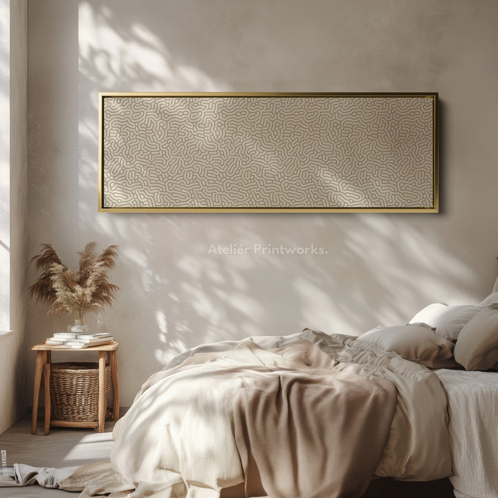 Minimalist Beige Organic Pattern Horizontal Wall Decor - H0256