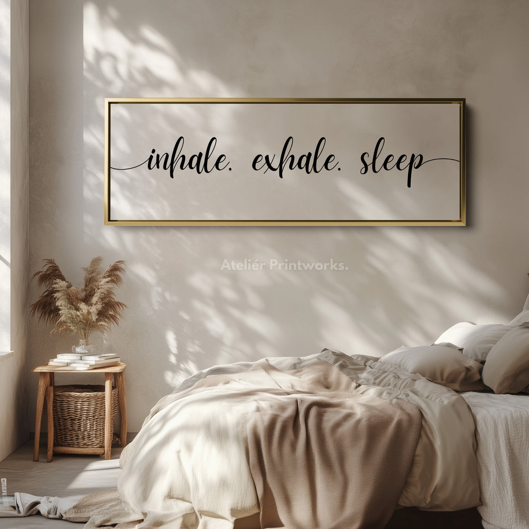 Large Above Bed Wall Decor Panoramic Art 'Inhale Exhale Sleep' - H0312