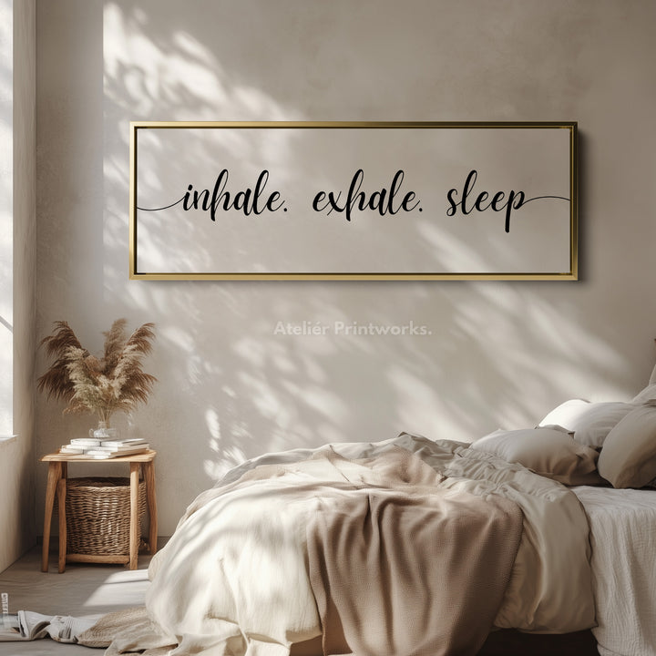 Large Above Bed Wall Decor Panoramic Art 'Inhale Exhale Sleep' - H0312