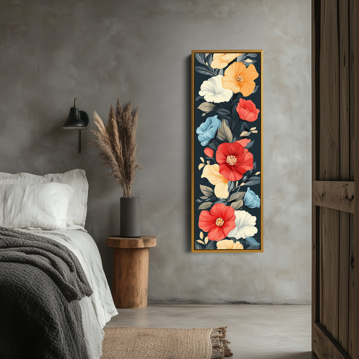 Red & Yellow Floral Long Vertical Wall Decor - V0237