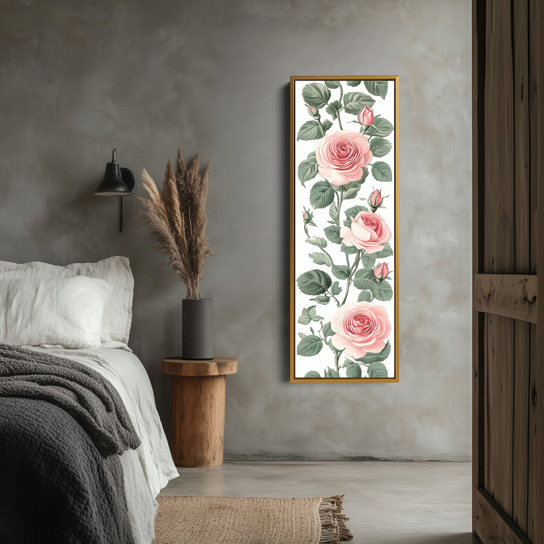 Vintage Pink Floral Tall Skinny Wall Art - V0238