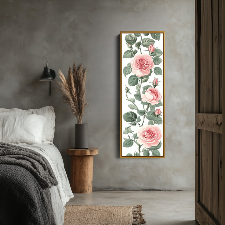 Vintage Pink Floral Tall Skinny Wall Art - V0238