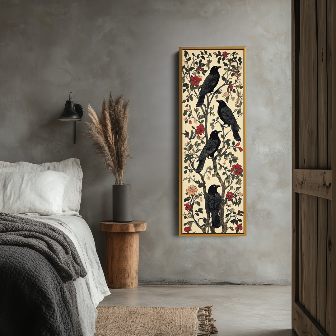 Black Ravens Vertical Long Wall Decor - V0247