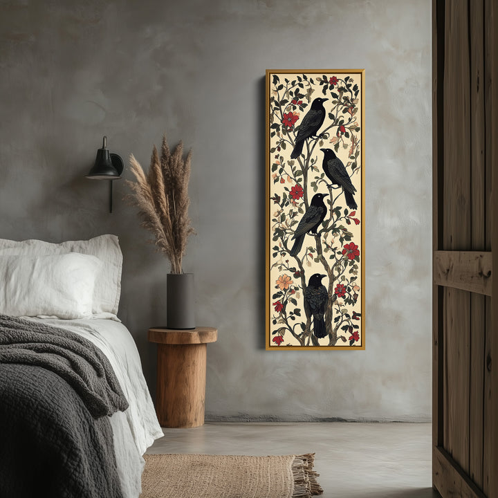 Black Ravens Vertical Long Wall Decor - V0247