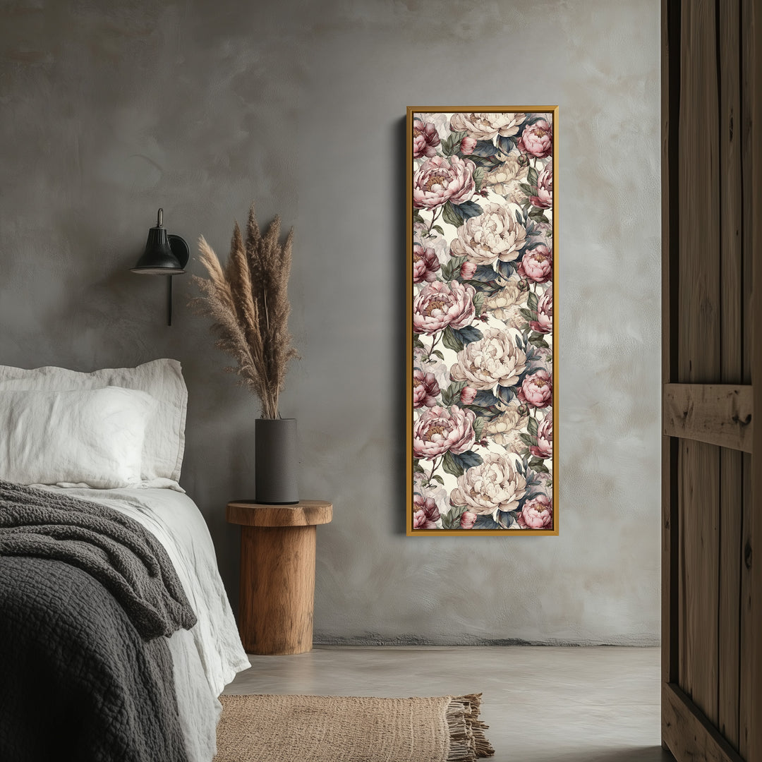 Cottagecore Peony Floral Long Vertical Wall Decor - V0255
