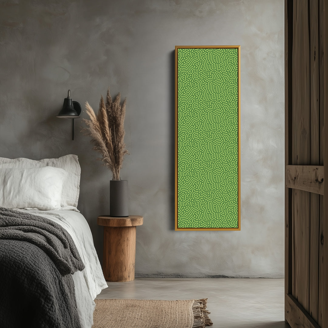 Dark & Light Green Wriggly Vertical Narrow Wall Art - V0292