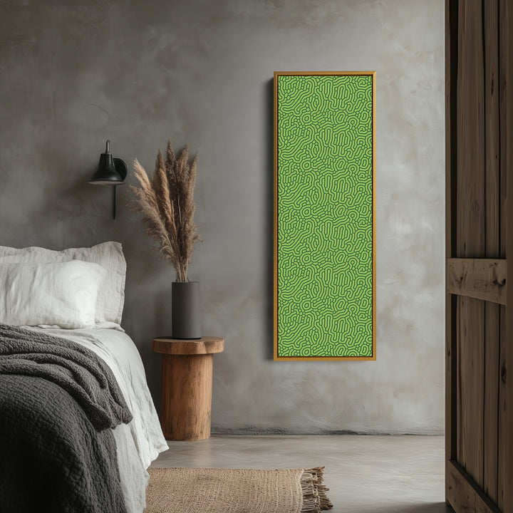 Dark & Light Green Wriggly Vertical Narrow Wall Art - V0292