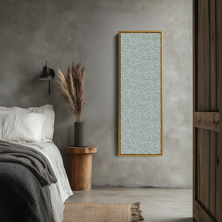 Green & White Wriggly Vertical Narrow Wall Art - V0294