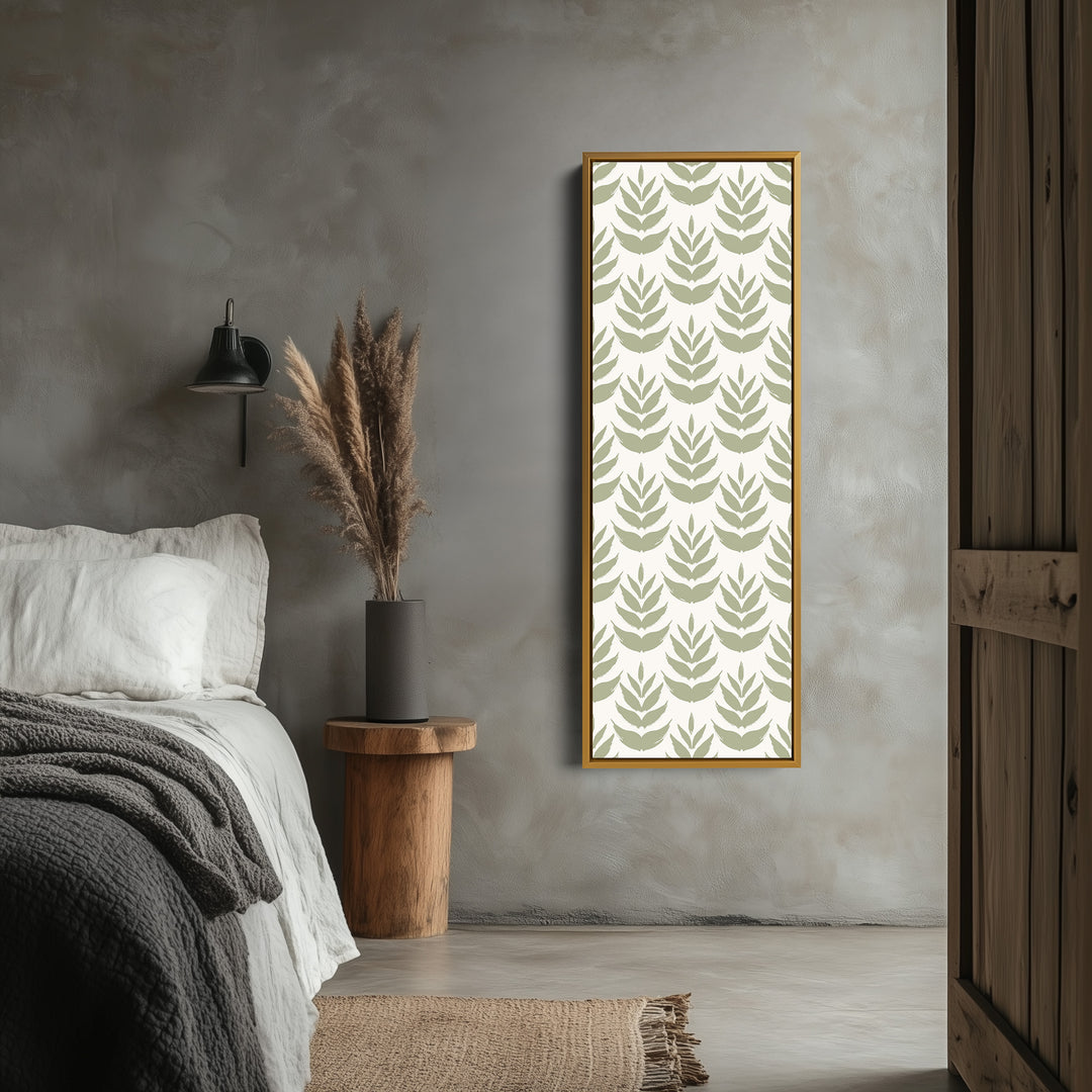 Long Tall Narrow Wall Art Boho Green Leaves - V0300