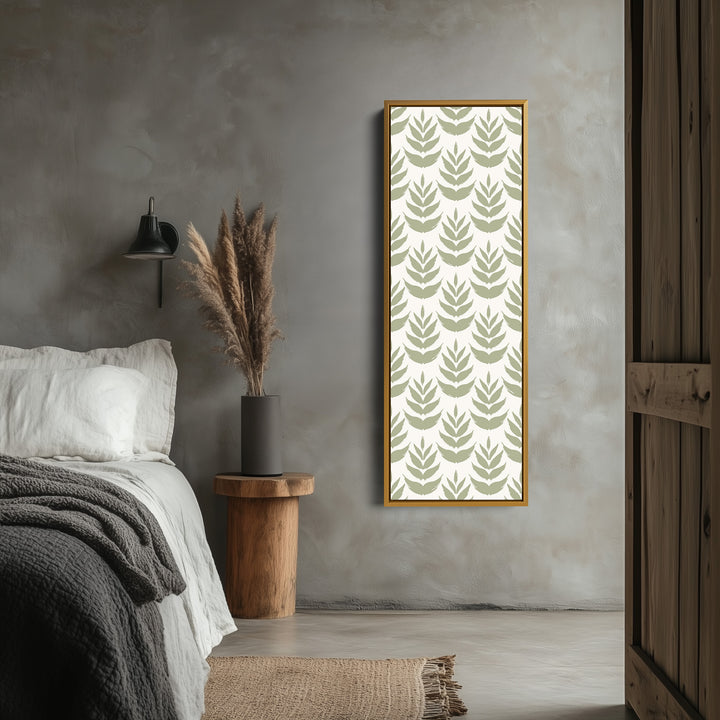 Long Tall Narrow Wall Art Boho Green Leaves - V0300
