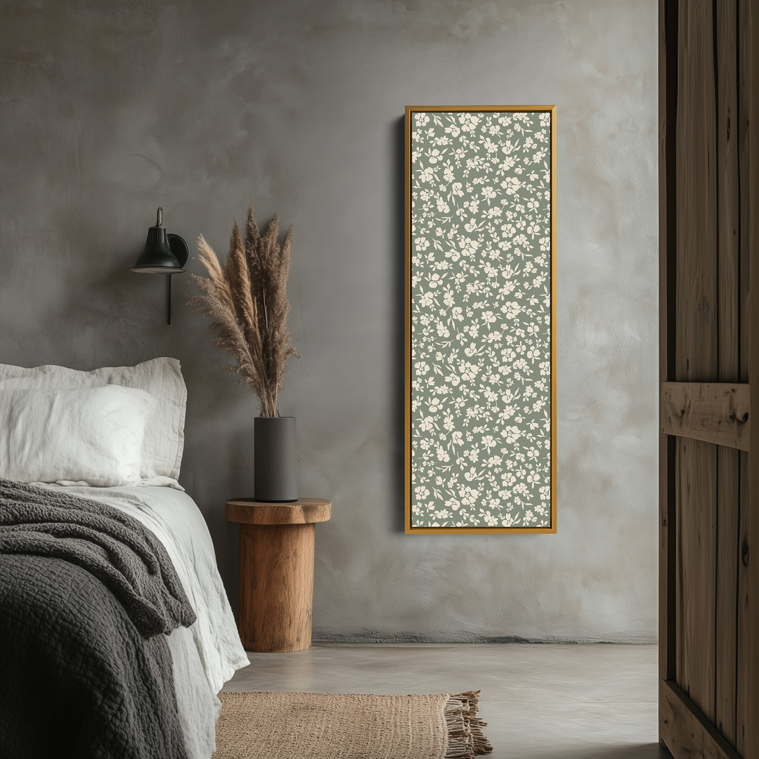 Vintage Cottagecore Long Narrow Green Wall Art - V0313