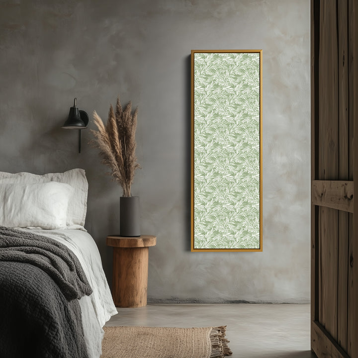 Long Cottagecore Vertical Wall Art Green Botanical Large Framed Canvas - V0321