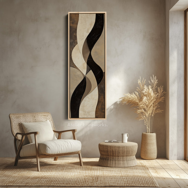 Minimalist Abstract Curves and Textures Long Vertical Wall Art - V0023