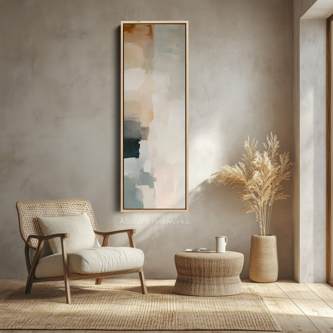 Long Narrow Neutral Abstract Vertical Wall Decor - V0033