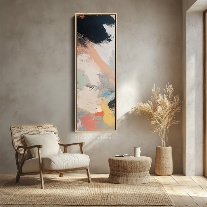 Long Narrow Vertical Colourful Abstract Wall Art Tall slim Wall Decor - V0038