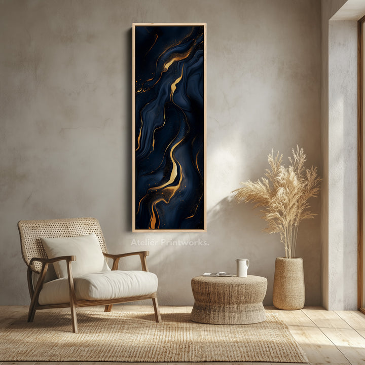 Gold Marble Abstract Long Vertical Wall Decor - V0039