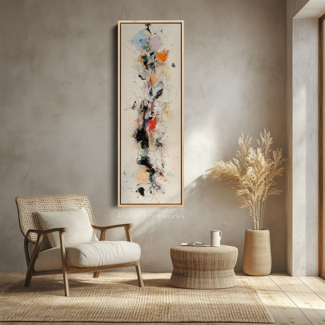 Long Narrow Vertical Colourful Abstract Large Canvas Wall Art - V0042