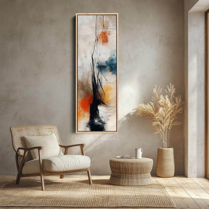 Vertical Large Canvas Wall Art Long Narrow Colourful Abstract - V0043