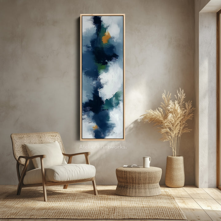 Blue Abstract Long Vertical Large Canvas Wall Decor - V0049