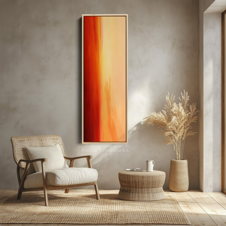 Red & Orange Abstract Skinny Tall Vertical Large Canvas Wall Art - V0051