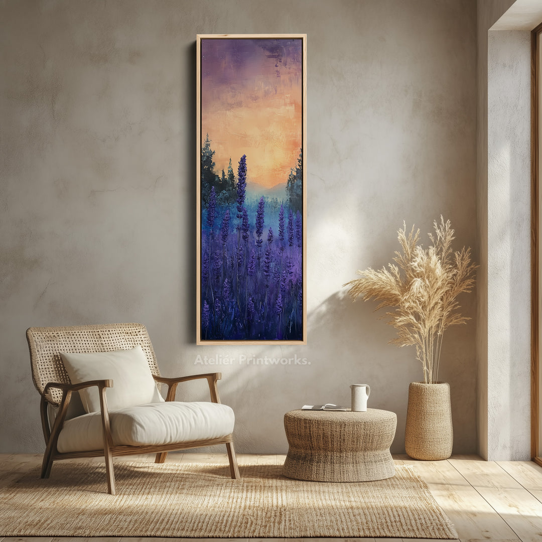 Large Frame Wall Decor - Lavender Long Narrow Vertical Wall Art - V0052