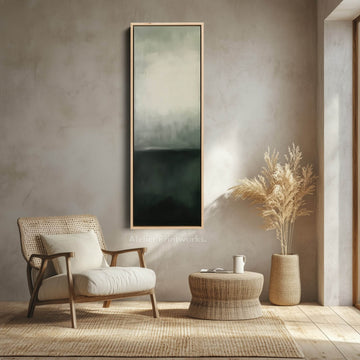 Abstract Long Thin Artwork Green & Grey Wall Art - Atelier Printworks