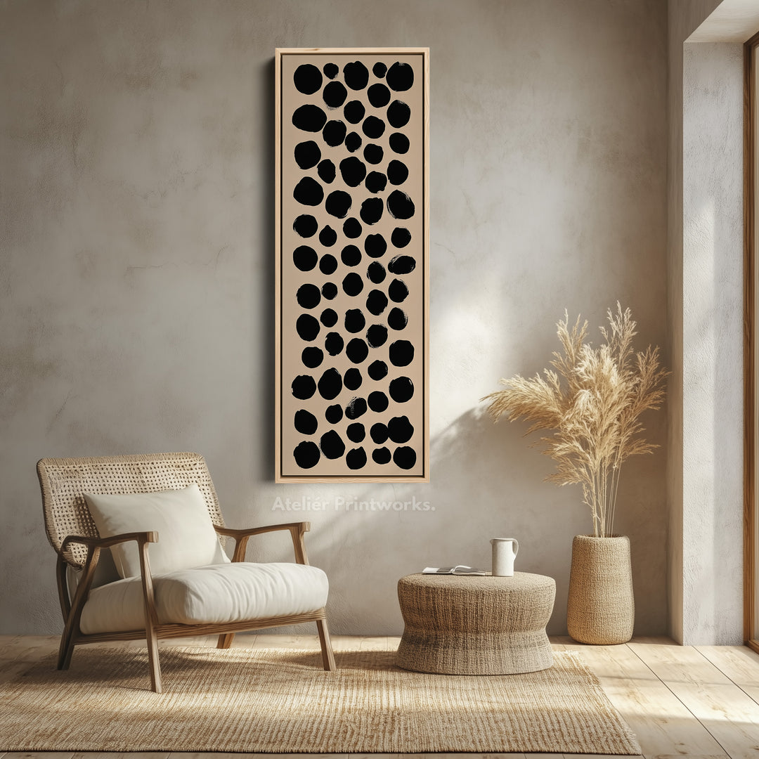 Minimalist Black Dots Large Canvas Wall Art Vertical Wall Decor - V0074