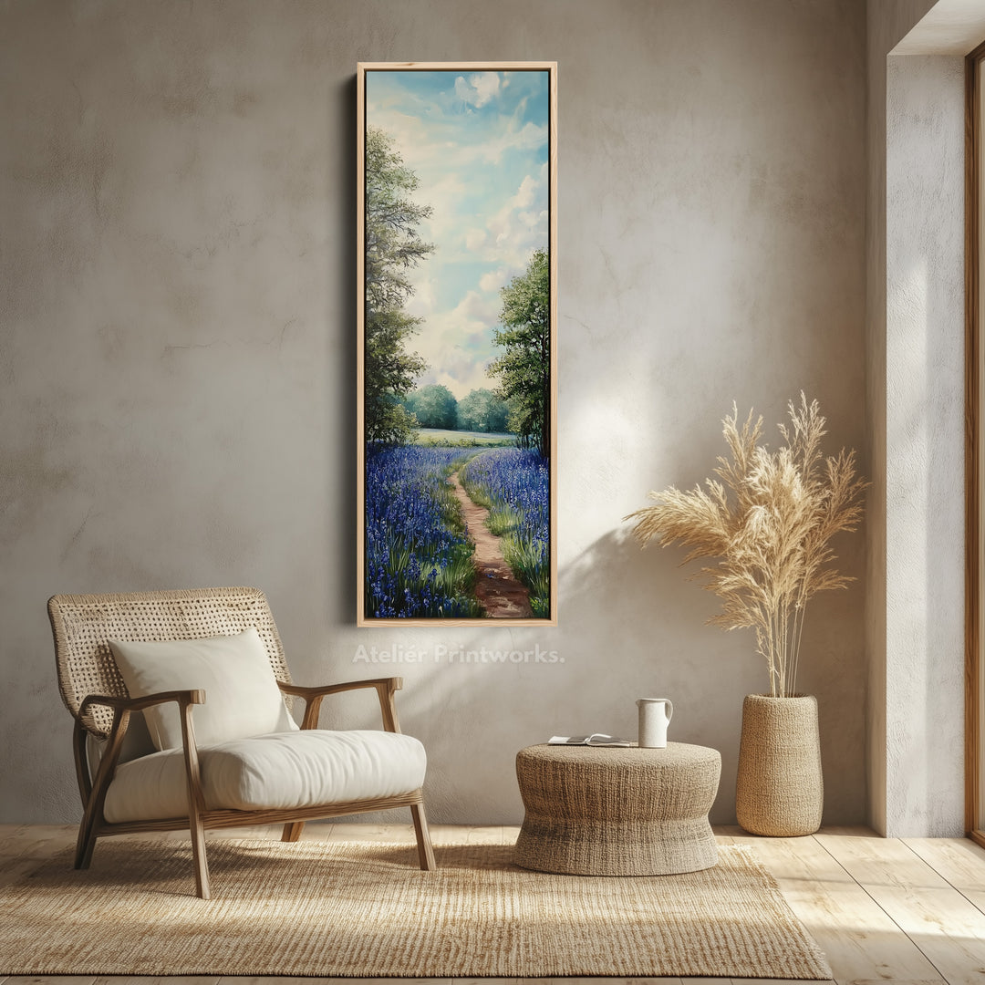 Bluebell Large Painting Vertical Long Wall Art Large Canvas Decor - V0079