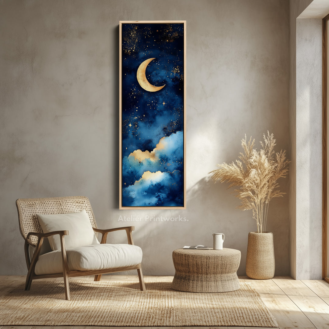 Starry Night Sky Wall Art Long Skinny Narrow Canvas Wall Art - V0096