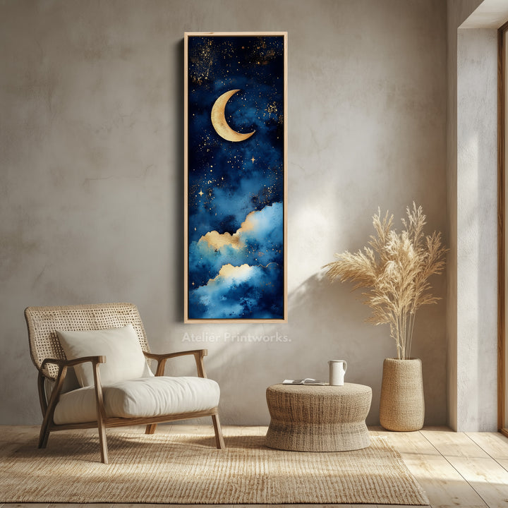 Starry Night Sky Wall Art Long Skinny Narrow Canvas Wall Art - V0096