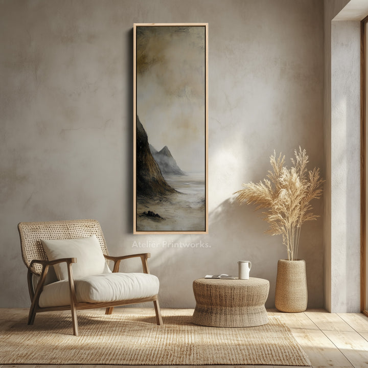 Vintage Coastal Wall Art Large Framed Vertical Tall Narrow Wall Decor - V0101