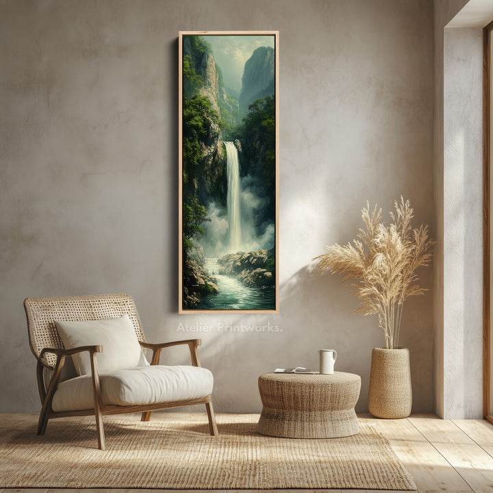 Long Narrow Vertical Large Canvas Wall Decor Waterfall - V0105