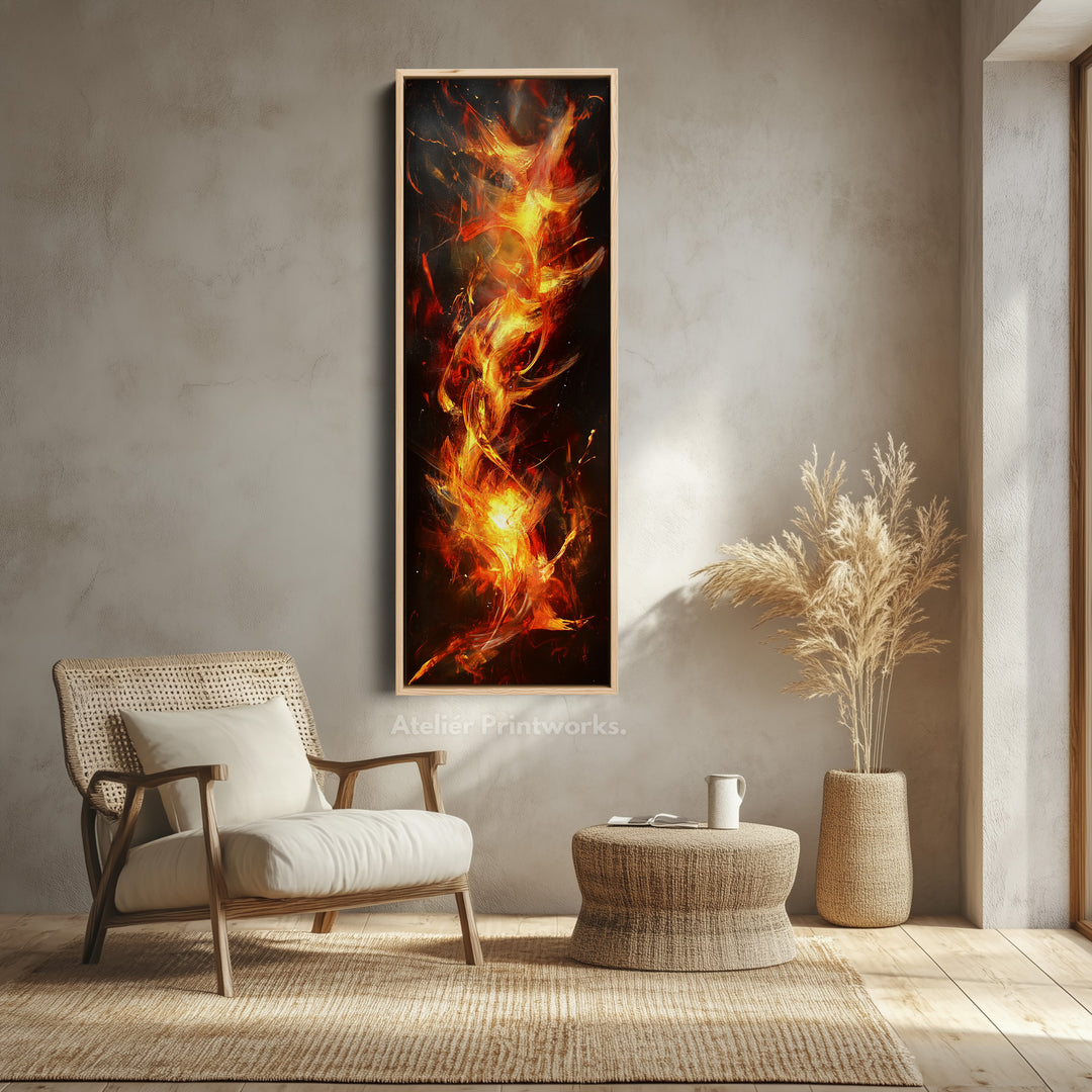 Abstract Flames Long Narrow Vertical Large Canvas Wall Decor - V0106