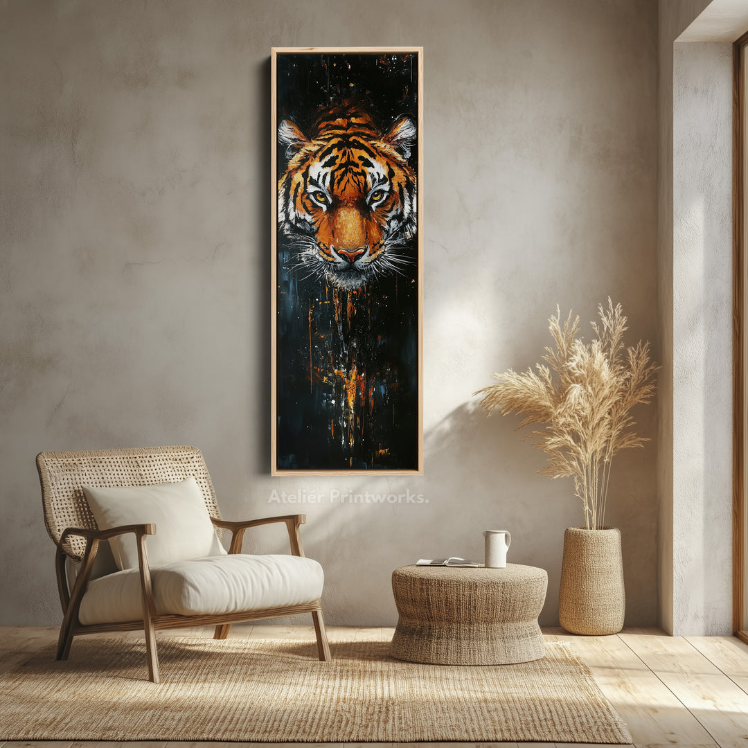 Tiger Long Narrow Vertical Large Canvas Wall Decor - V0113