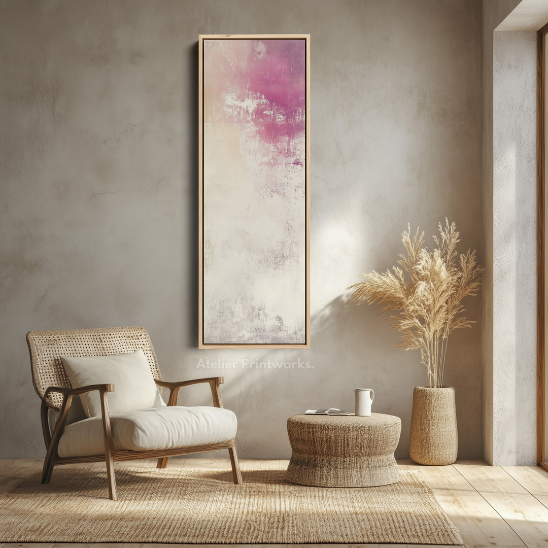 Abstract Pink Vertical Tall Wall Art Large Framed Canvas - V0117