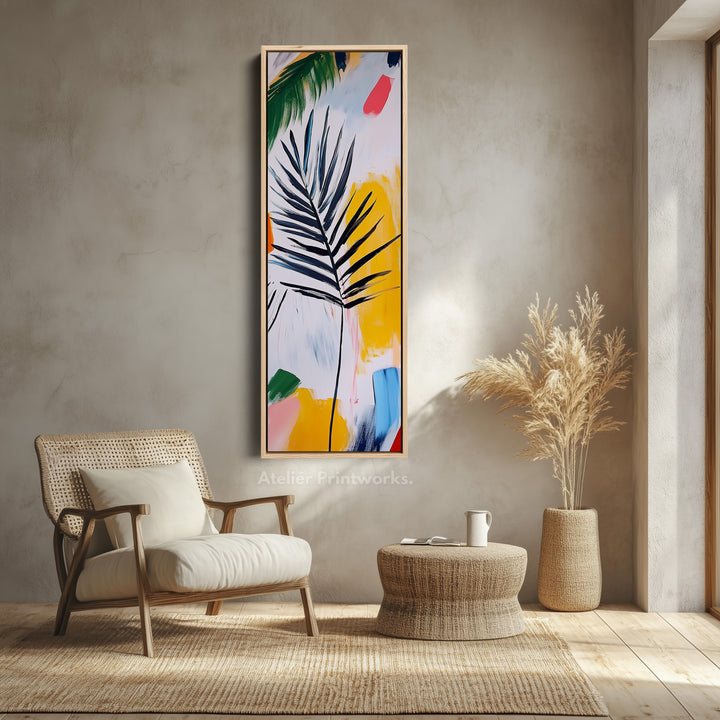 Abstract Leaf Vertical Wall Art - Tall Long Narrow Vertical Wall Decor - V0123