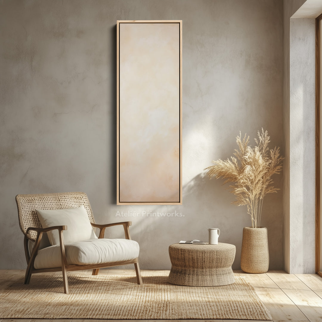 Beige Abstract Vertical Wall Art - Tall Long Narrow Vertical Wall Decor - V0124