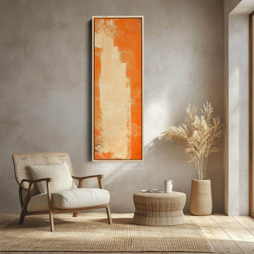 Abstract Orange Living Room Decor Vertical Wall Art - Tall Long Narrow Vertical - Atelier Printworks